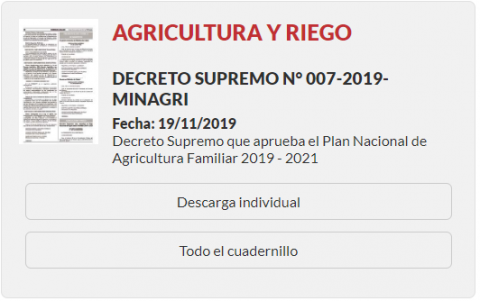 Aprueban el Plan Nacional de Agricultura Familiar 2019 - 2021