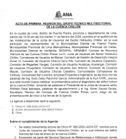 Acta de Reunion del Grupo de Trabajo Multisectorial de la Cuenca del Rio Chillon