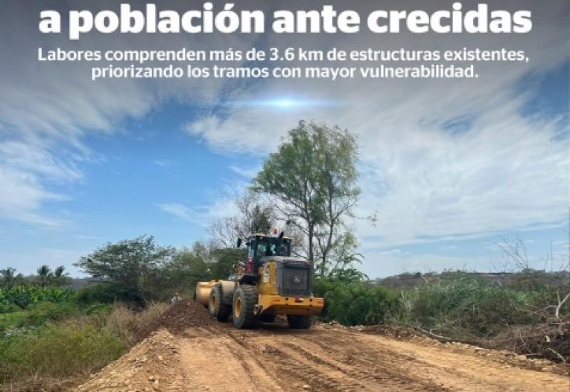 ANA refuerza diques en el río Tumbes